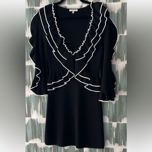 Ronny Kobo Collection- Shiva Black and White Tiered Ruffle Dress- M